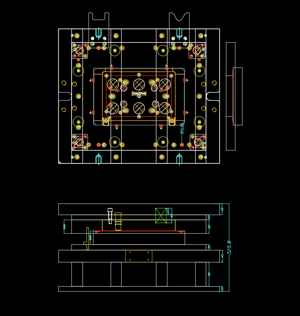 铝制电脑外壳冲压打弧度模具设计图